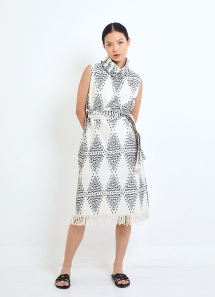 White & Grey Kanawa Tenun Dress