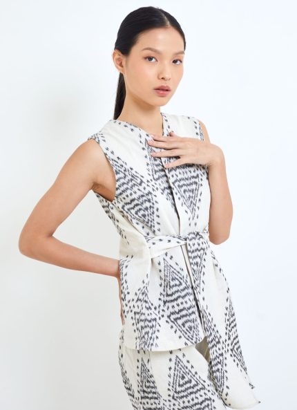 White & Grey Kanya Timur Top