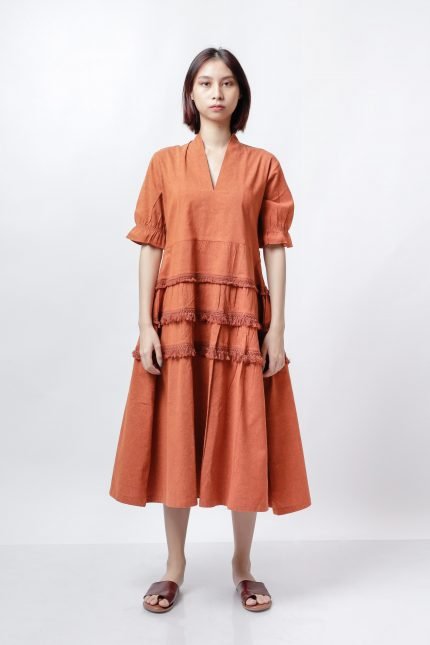 Orange Karimata Tenun Dress