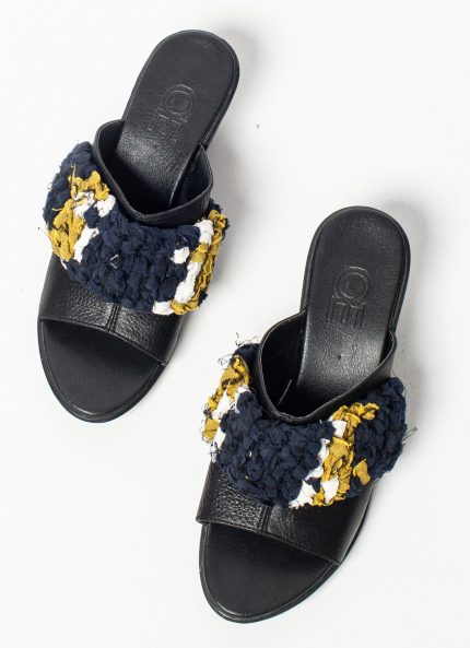OE x Perca Project – Blue Mendanau Leather Wedges
