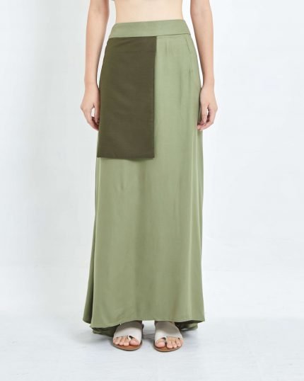 Green Chrysant Rayon Skirt
