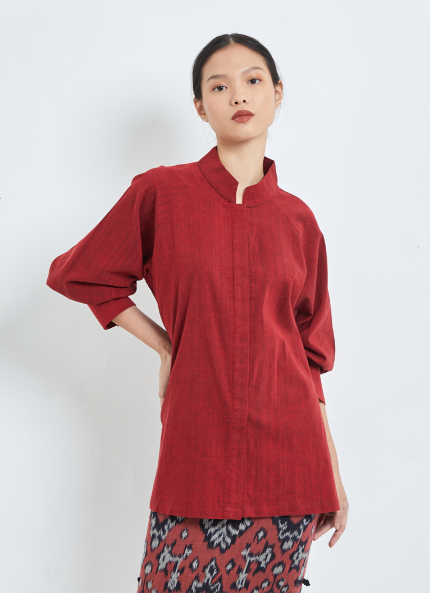 Red Mayleen Tenun Top