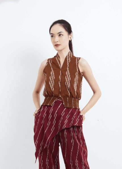 Brown Li Wei Tenun Top