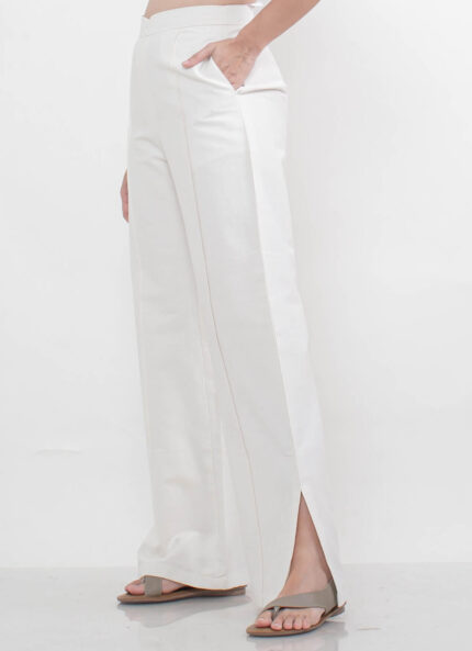 White Clay Slit tenun Pants