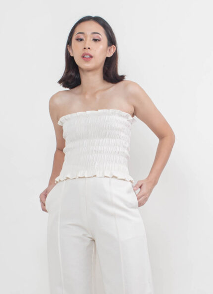 White Subi Tube Tenun Top