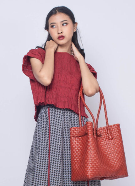 Red Padar Sleeve Tenun Top