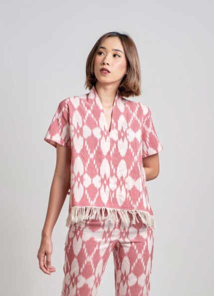 Red Carita Tenun Top