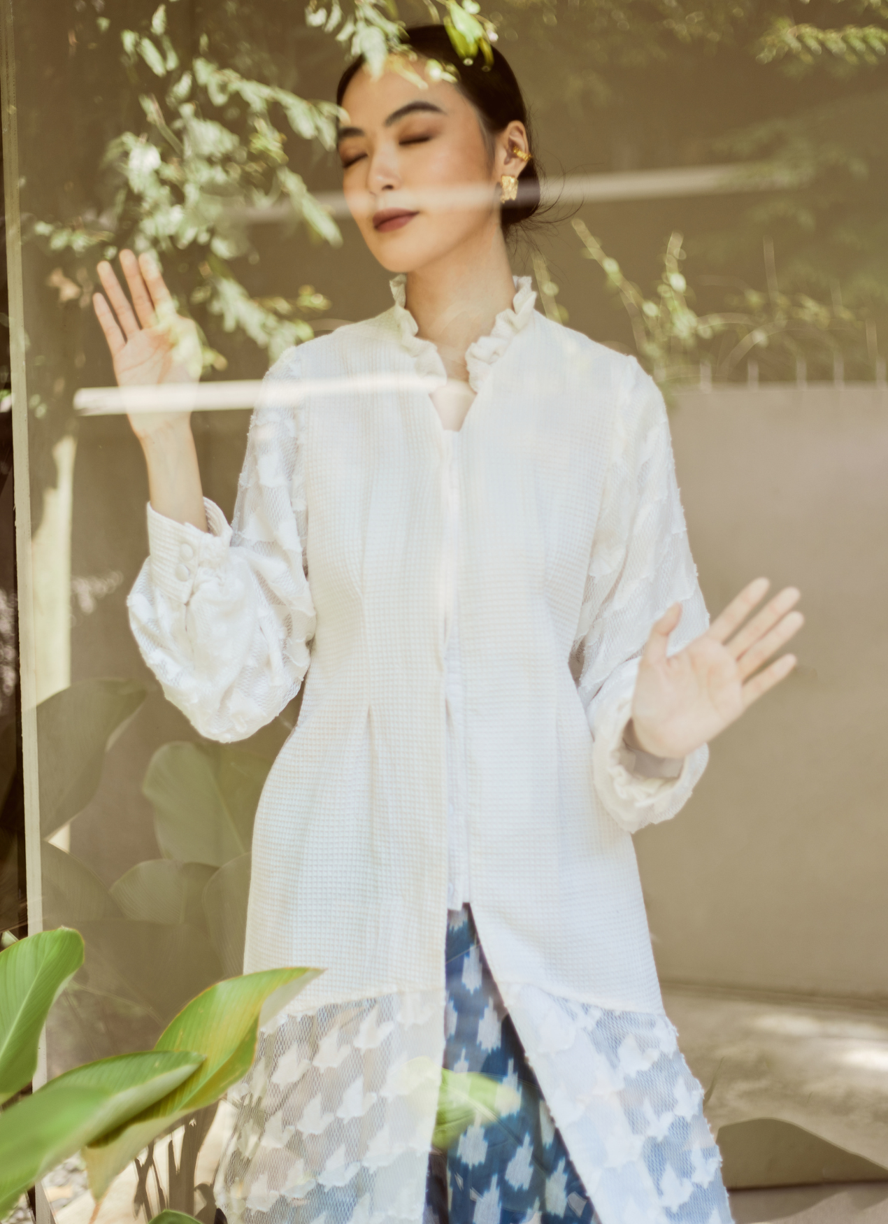 White Aleena Reversed Organza Tunic