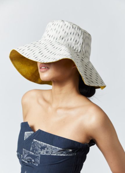 White Festive Reversible Tenun Hat