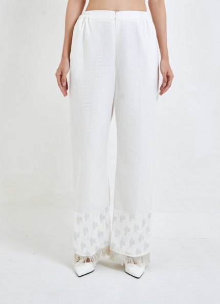 White Sabah Reversed Organza Pants