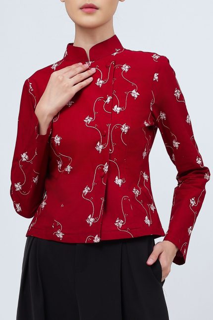 Red Gayatri Batik Top
