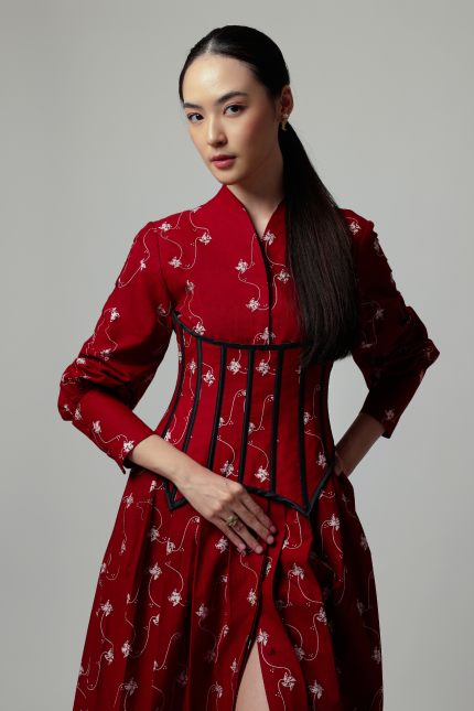 Red Kala Batik Corset