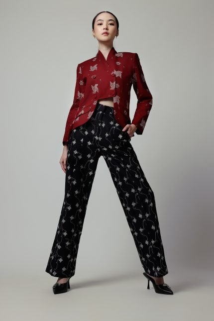 Red Jiwana Batik Blazer