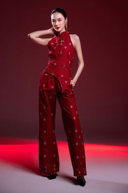 Red Mudan Batik Top