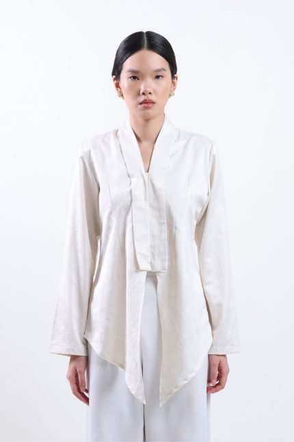 White Yue Jacquard Kebaya Top