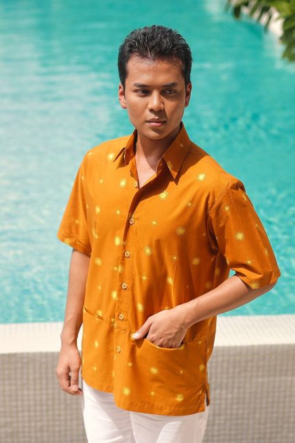 Orange Mekaki Batik Shirt