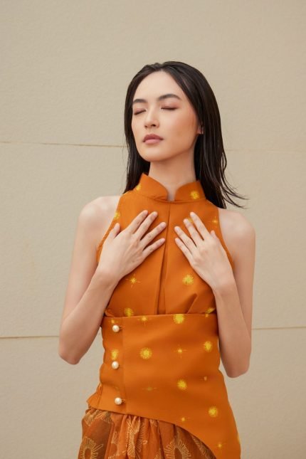 Orange Mudan Batik Top