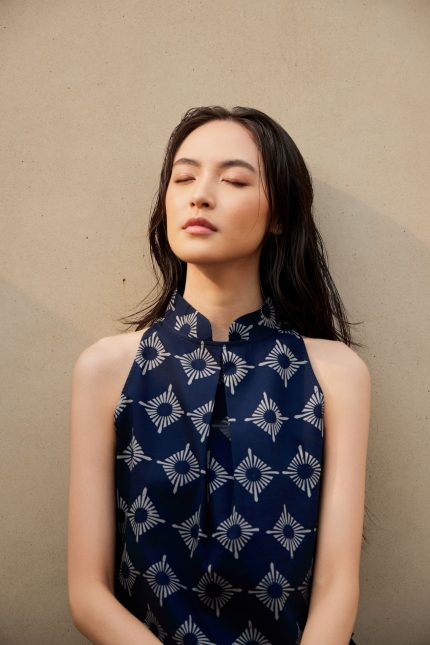 Blue Mudan Batik Top