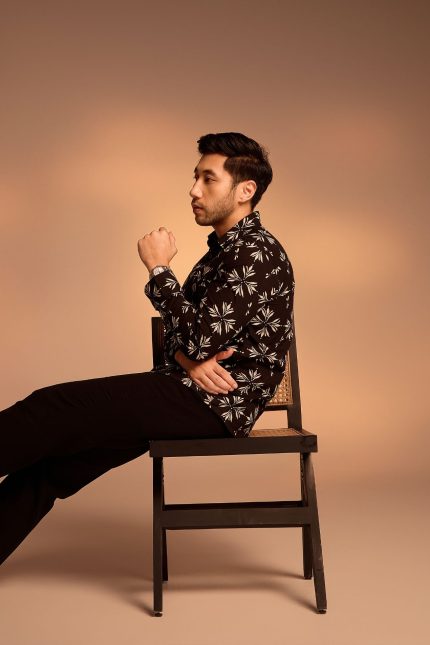 Genta Black Batik Long-Sleeve Shirt