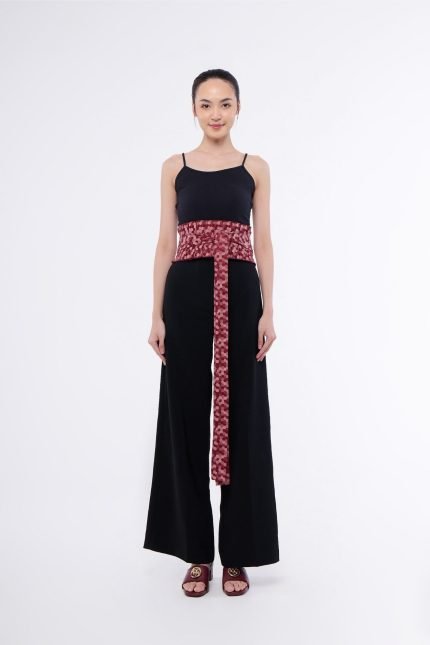 Avani Red Cotton Jacquard Obi Belt